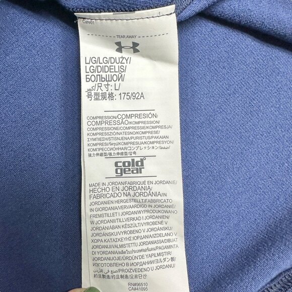 Under Armour Compression Shirt Mens L ColdGear LS Blue Athletic Wear Hi Neck - Picture 6 of 7